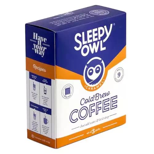 Buy Sleepy Owl Caramel Cold Brew Bags Online - OLRAA Indian Snacks