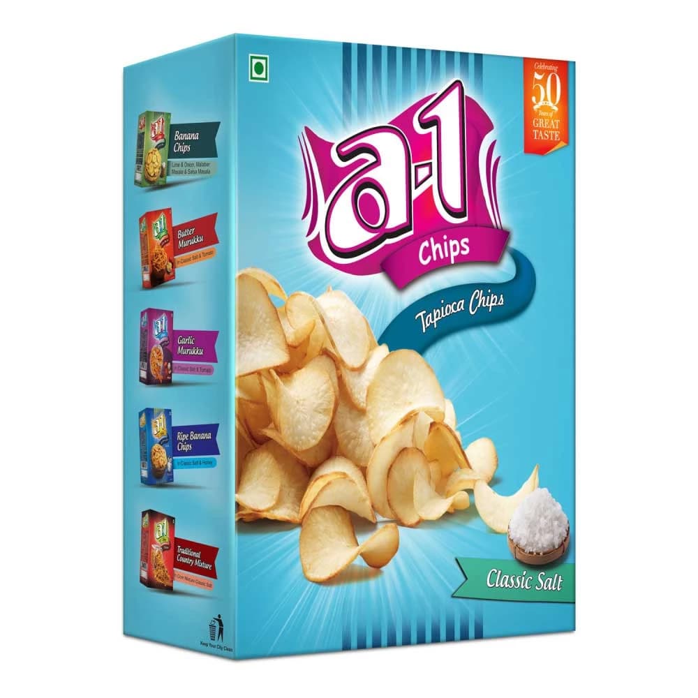 Buy A1 Chips Tapioca Chips Classic Salt Online - OLRAA Indian Snacks
