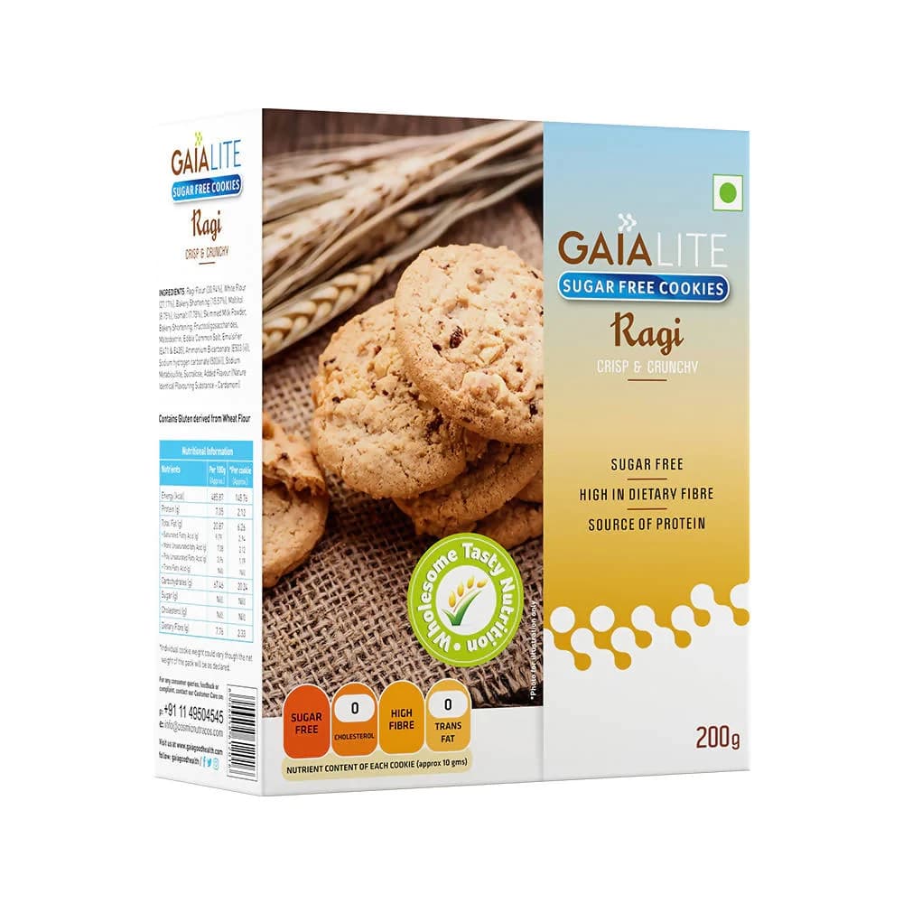 Buy Gaia Lite Sugar Free Ragi Cookies Online - OLRAA Indian Snacks