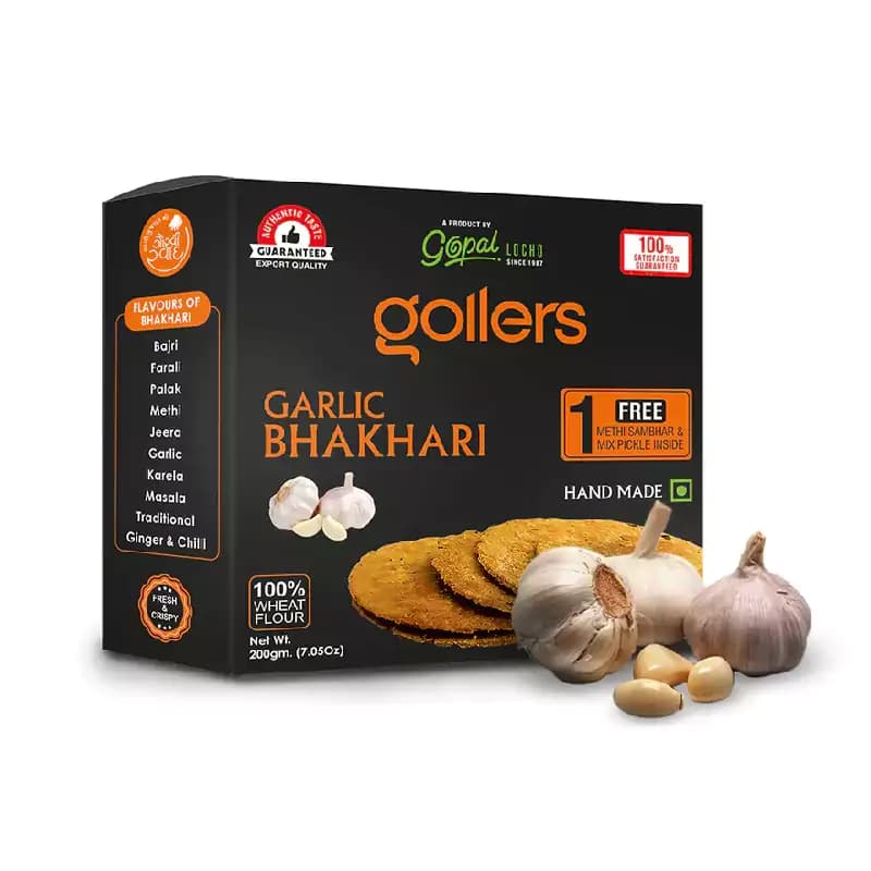 Buy Gollers Garlic Bhakhari Online - OLRAA Indian Snacks