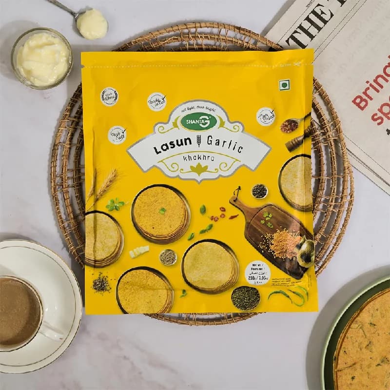 Buy ShantaG Lasun Round Khakhra Online - OLRAA Indian Snacks