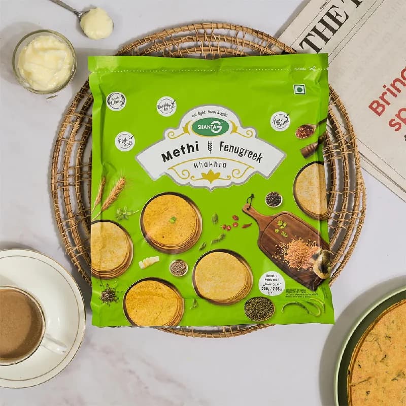 Buy ShantaG Methi Round Khakhra Online - OLRAA Indian Snacks