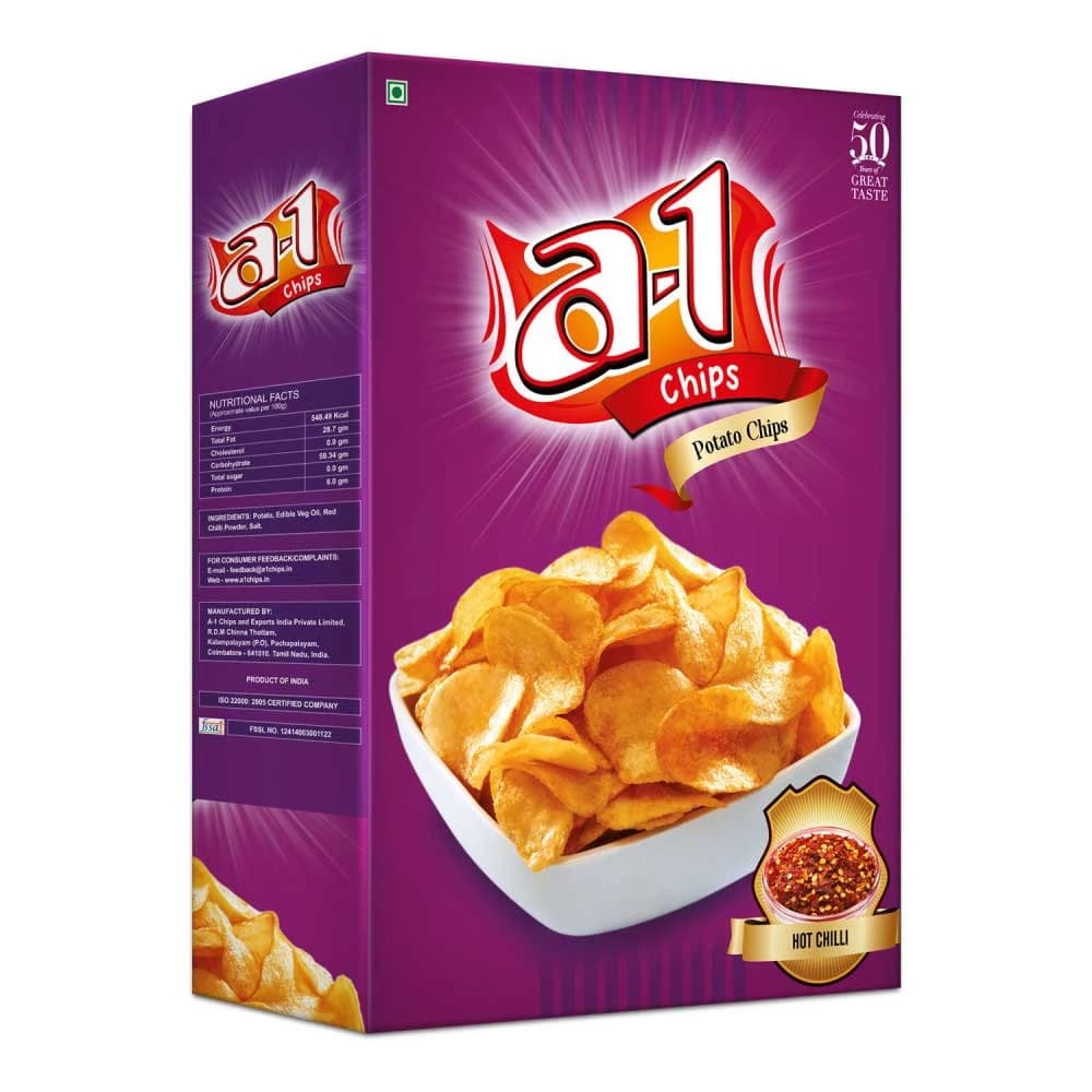 Buy A1 Chips Potato Chips-Hot Chilly Online - OLRAA Indian Snacks