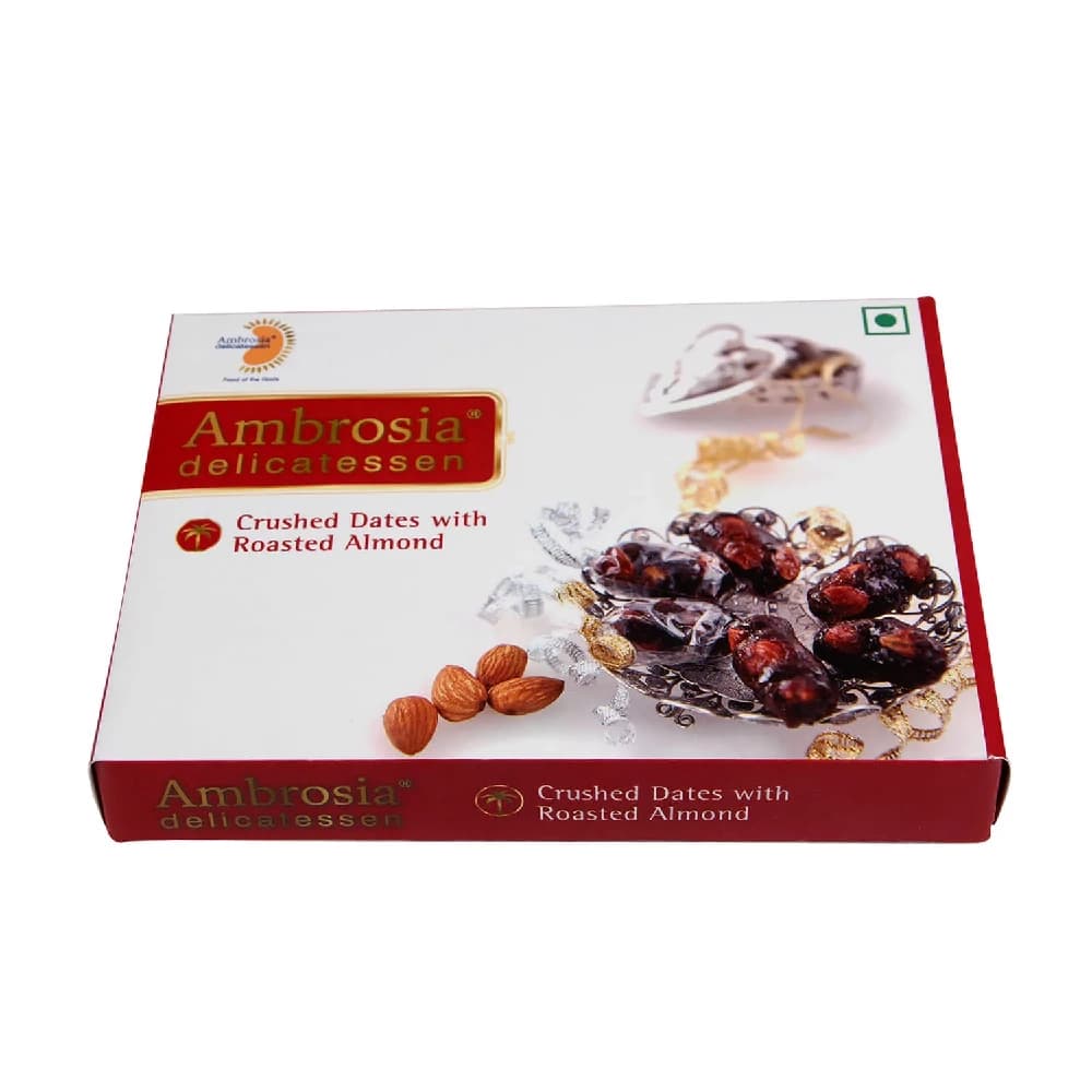 Buy Ambrosia Delicatessen Crushed Dates with Roasted Almond Online - OLRAA Indian Snacks