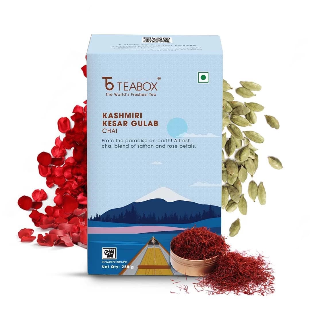 Buy Teabox Kashmiri Kesar Gulab Chai Online - OLRAA Indian Snacks