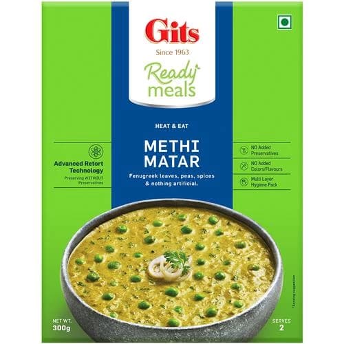 Buy Gits Ready Meals Methi Matar Online - OLRAA Indian Snacks
