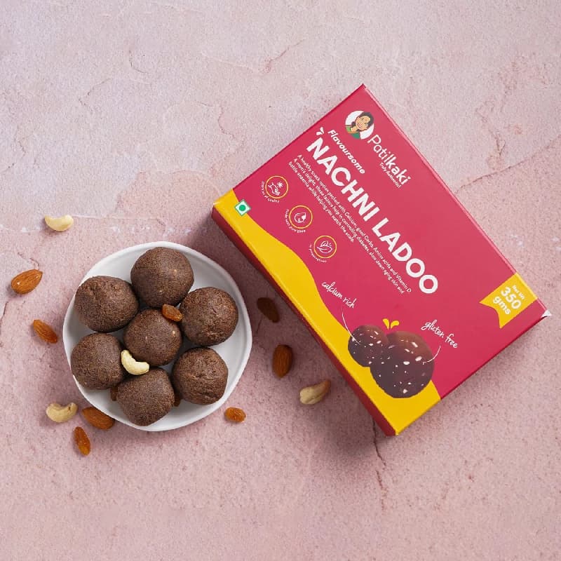 Buy Patil Kaki Nachni Ladoo Online - OLRAA Indian Snacks