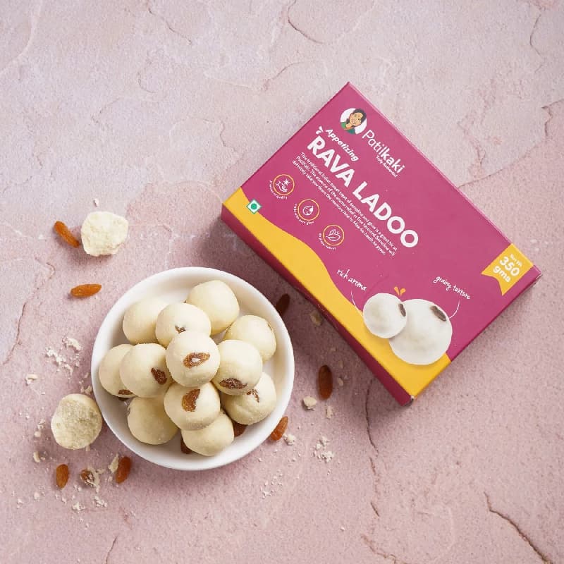 Buy Patil Kaki Rava Ladoo Online - OLRAA Indian Snacks