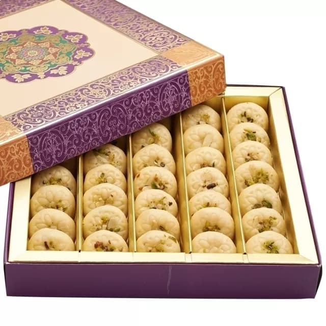 Buy Punjabi Ghasitaram Halwai Mawa Peda White Online - OLRAA Indian Snacks