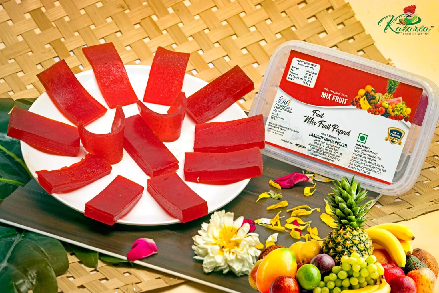 Buy Kataria Food Innovators Mix Fruit Red Papad Online - OLRAA Indian Snacks