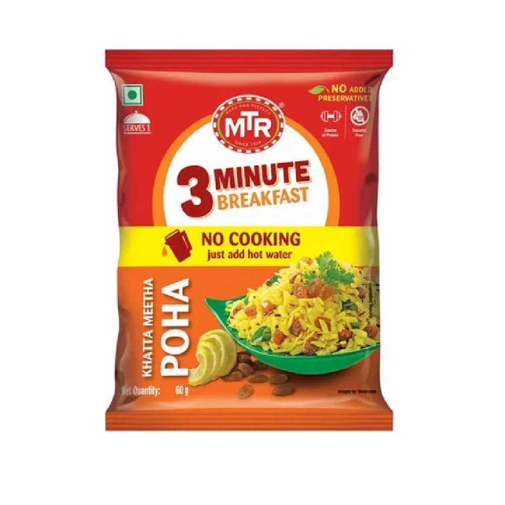 Buy MTR 3 Minute Khatta Meetha Poha Online - OLRAA Indian Snacks