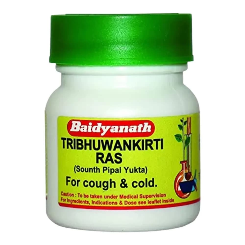 Buy Baidyanath Tribhuvankirti Ras Tablets  Online - OLRAA Indian Snacks