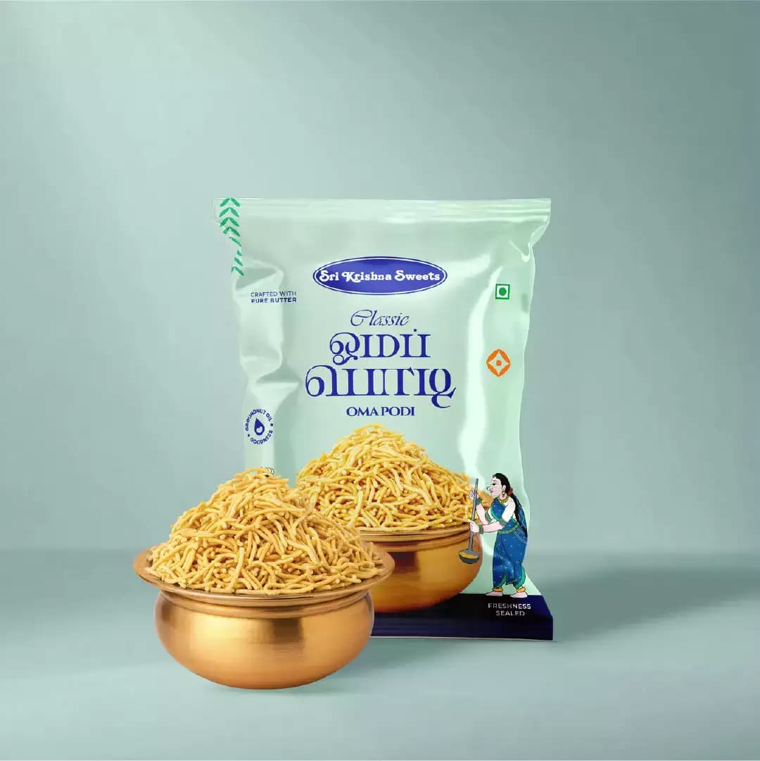 Buy Sri Krishna Sweets Omapodi Online - OLRAA Indian Snacks