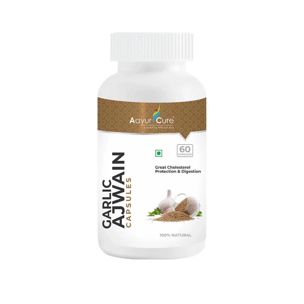 Buy Aayur Cure Garlic Ajwain Capsules Online - OLRAA Indian Snacks