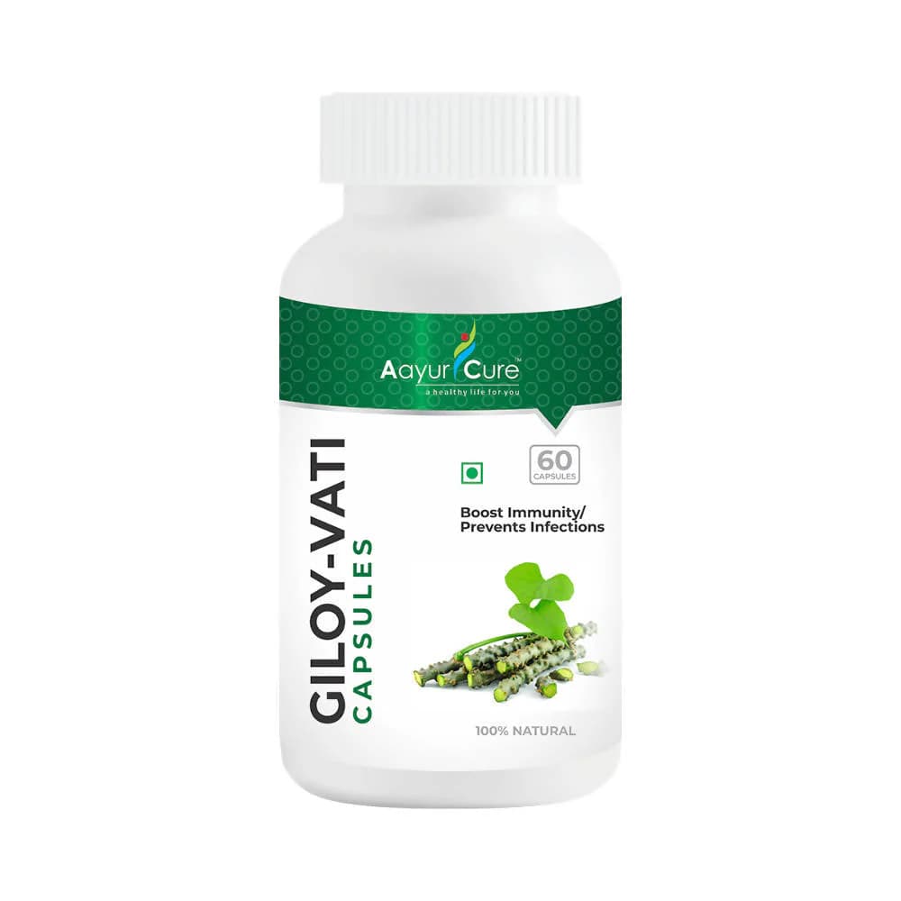 Buy Aayur Cure Giloy Vati Capsules Online - OLRAA Indian Snacks
