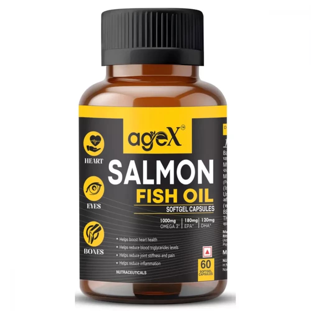 Buy Agex Salmon Fish Oil Softgel Capsules Online - OLRAA Indian Snacks