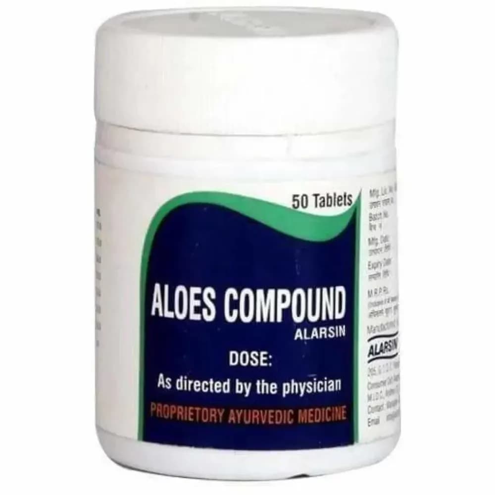 Buy Alarsin Ayurvedic Aloes Compound Tablet Online - OLRAA Indian Snacks