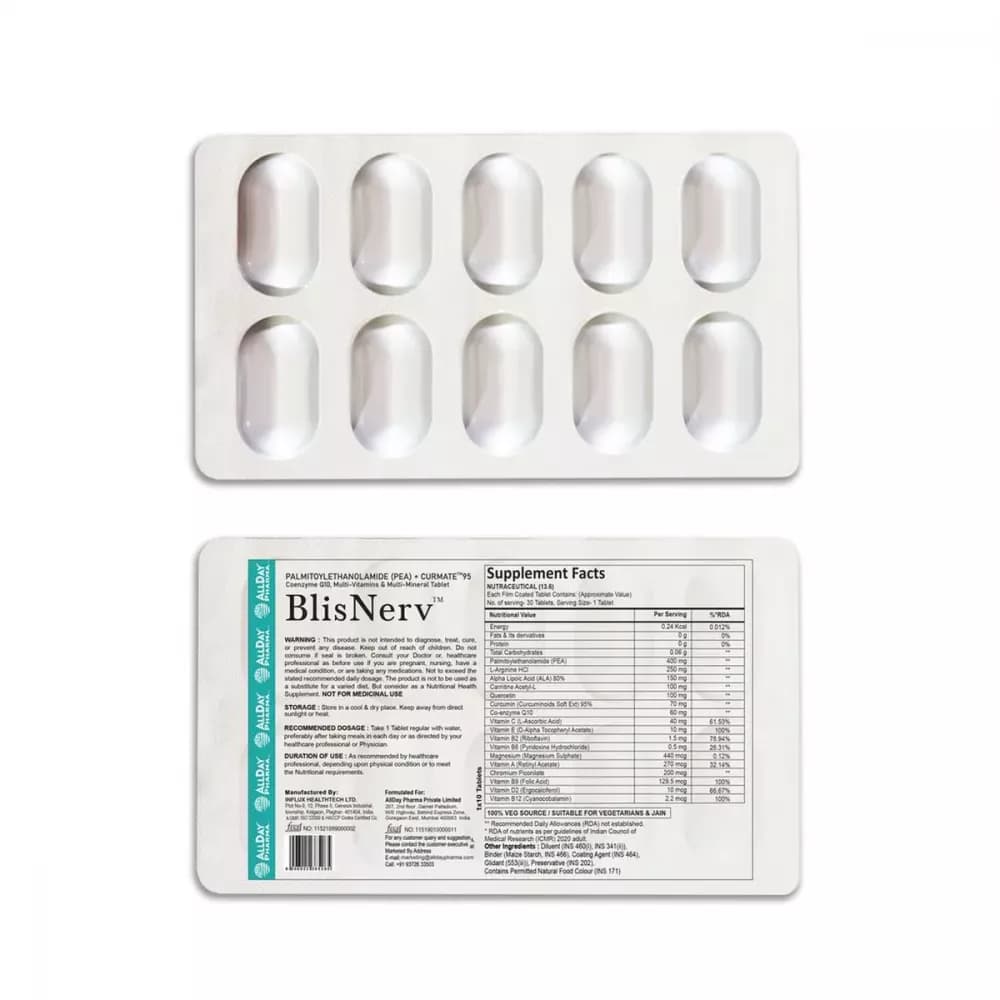 Buy Allday Pharma Blis Nerv Tablet Online - OLRAA Indian Snacks