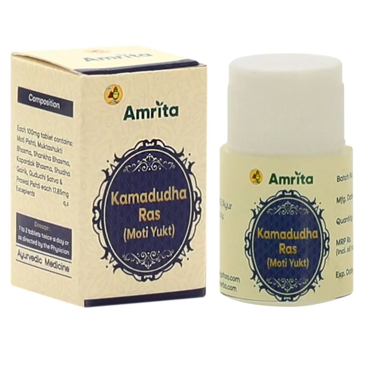 Buy Amrita Kamdudha Ras Moti Tablets Online - OLRAA Indian Snacks