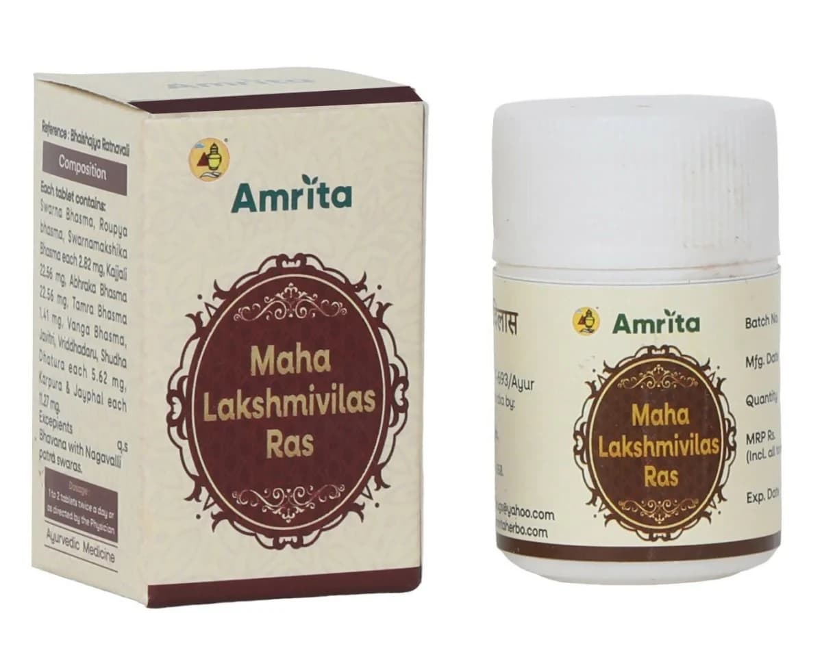 Buy Amrita Maha Laxmivilas Ras Tablets Online - OLRAA Indian Snacks