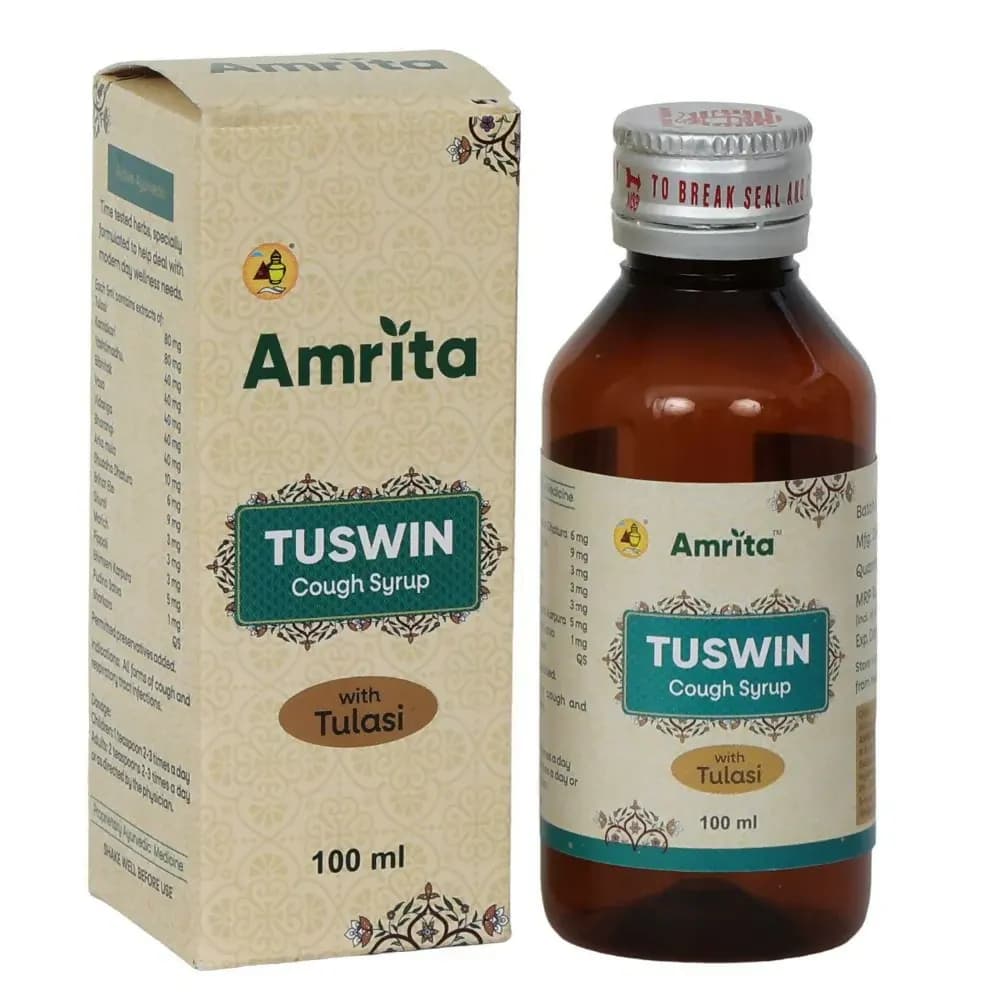 Buy Amrita Tuswin Cough Syrup With Tulasi  Online - OLRAA Indian Snacks