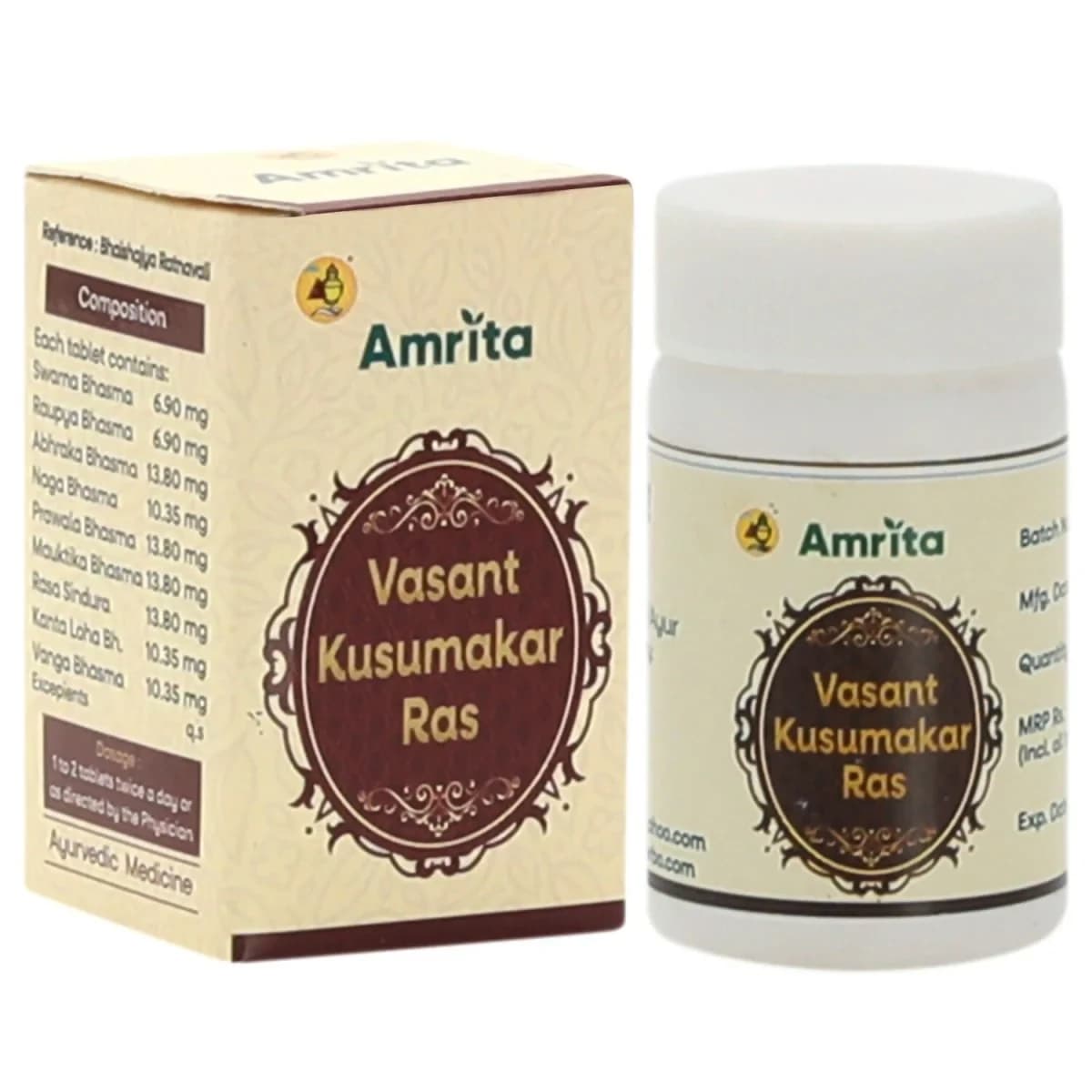 Buy Amrita Vasant Kusumakar Ras Gold Tablets Online - OLRAA Indian Snacks
