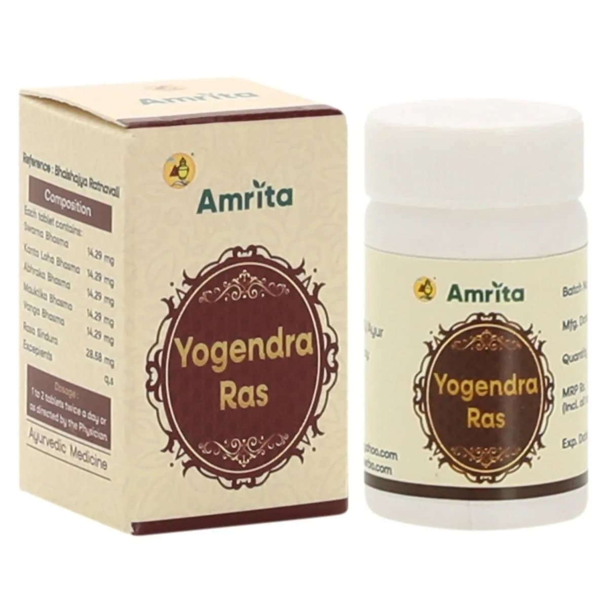 Buy Amrita Yogendra Ras Tablets Online - OLRAA Indian Snacks