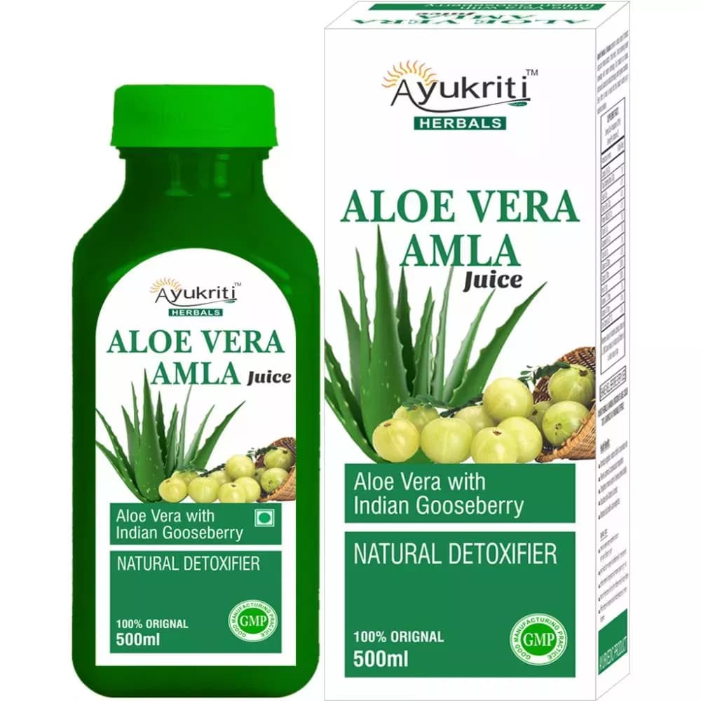 Buy Ayukriti Herbals Aloe Vera Amla Juice Online - OLRAA Indian Snacks
