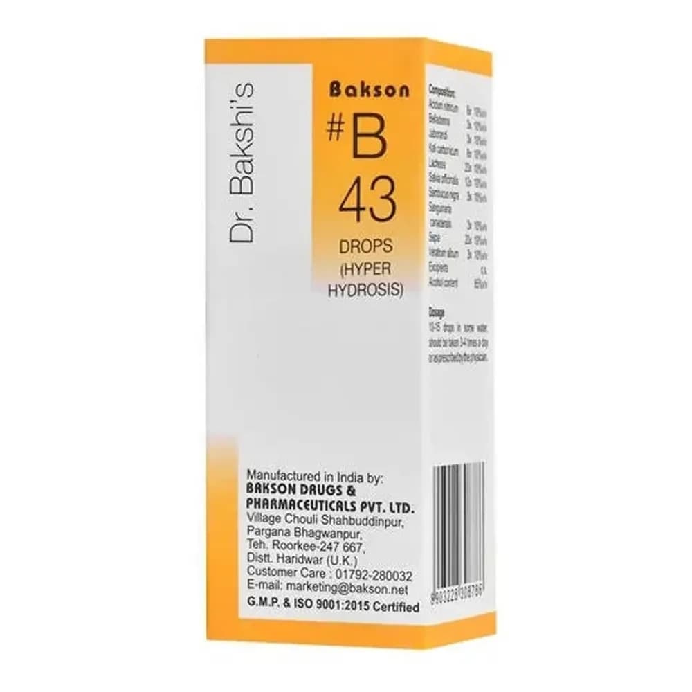 Buy Bakson's B43 Hyper Hydrosis Drop Online - OLRAA Indian Snacks