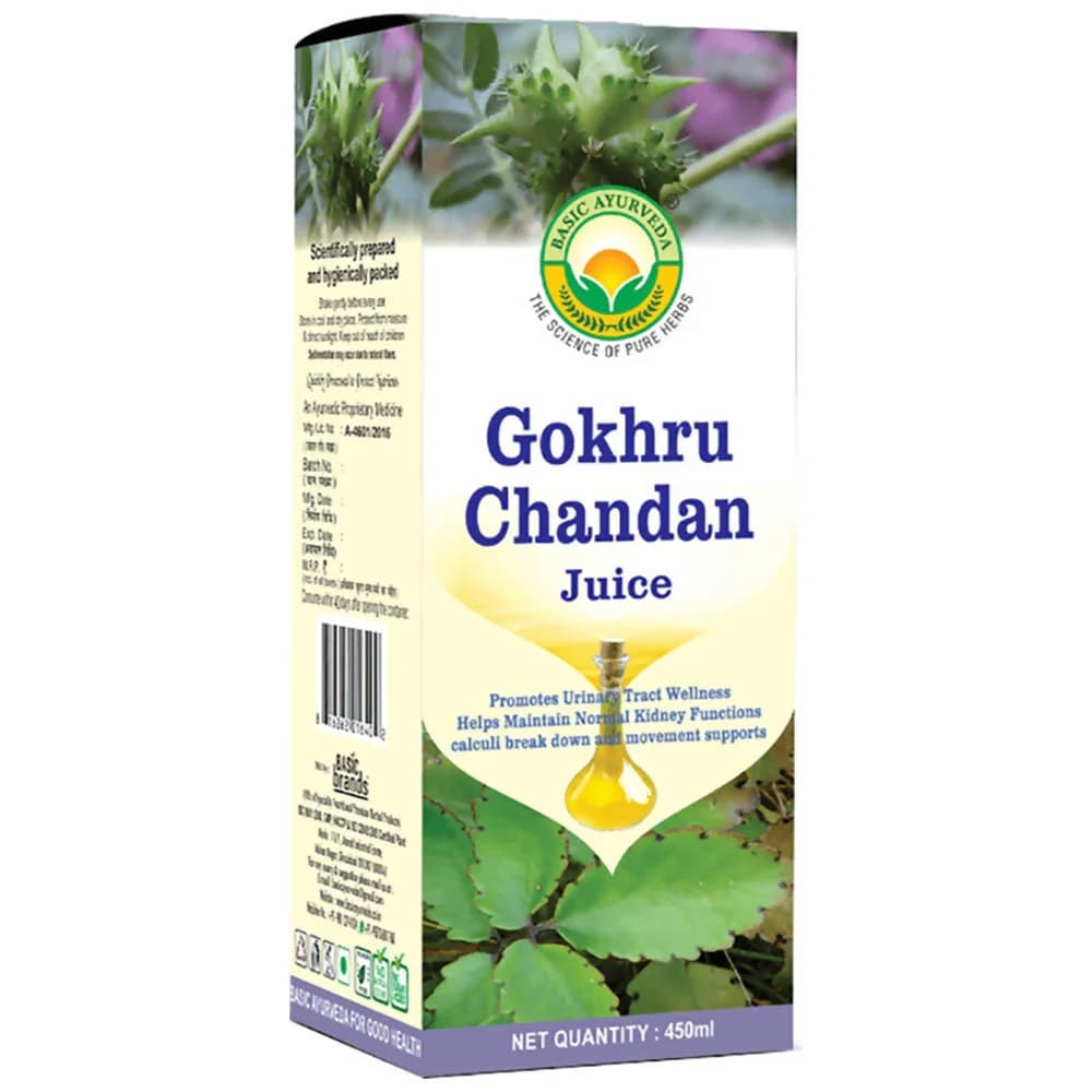 Buy Basic Ayurveda Gokhru Chandan Juice Online - OLRAA Indian Snacks