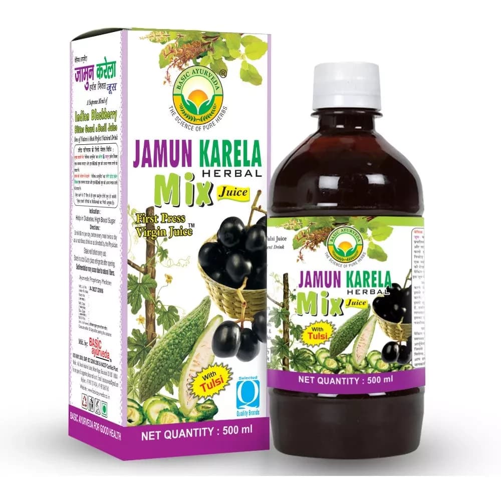 Buy Basic Ayurveda Jamun Karela Mix Juice Online - OLRAA Indian Snacks