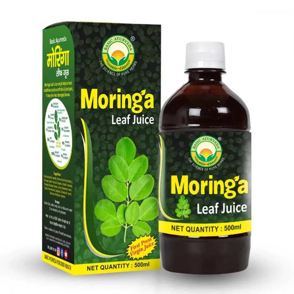 Buy Basic Ayurveda Moringa Leaf Juice Online - OLRAA Indian Snacks