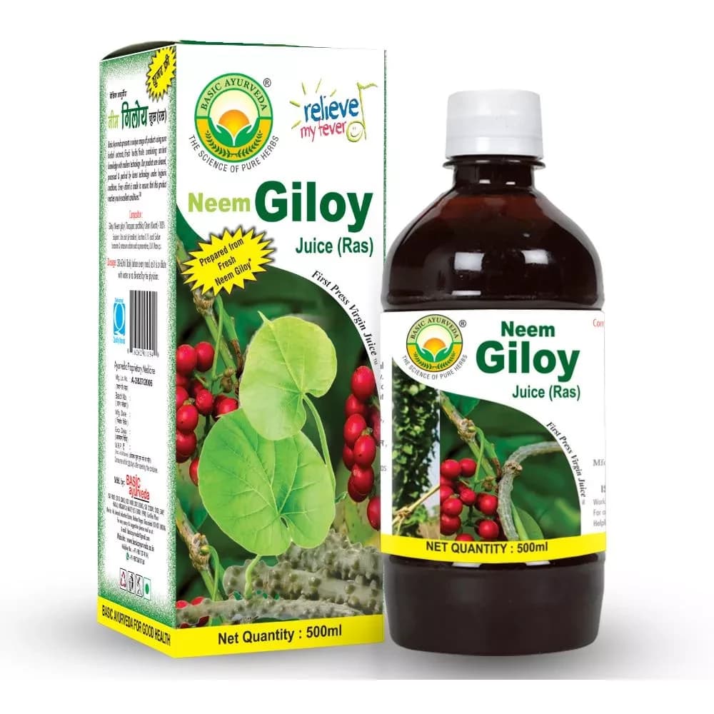 Buy Basic Ayurveda Neem Giloy Juice Online - OLRAA Indian Snacks