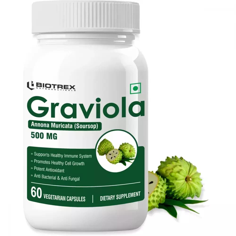 Buy Biotrex Graviola 500 Mg Veg Capsules Online - OLRAA Indian Snacks