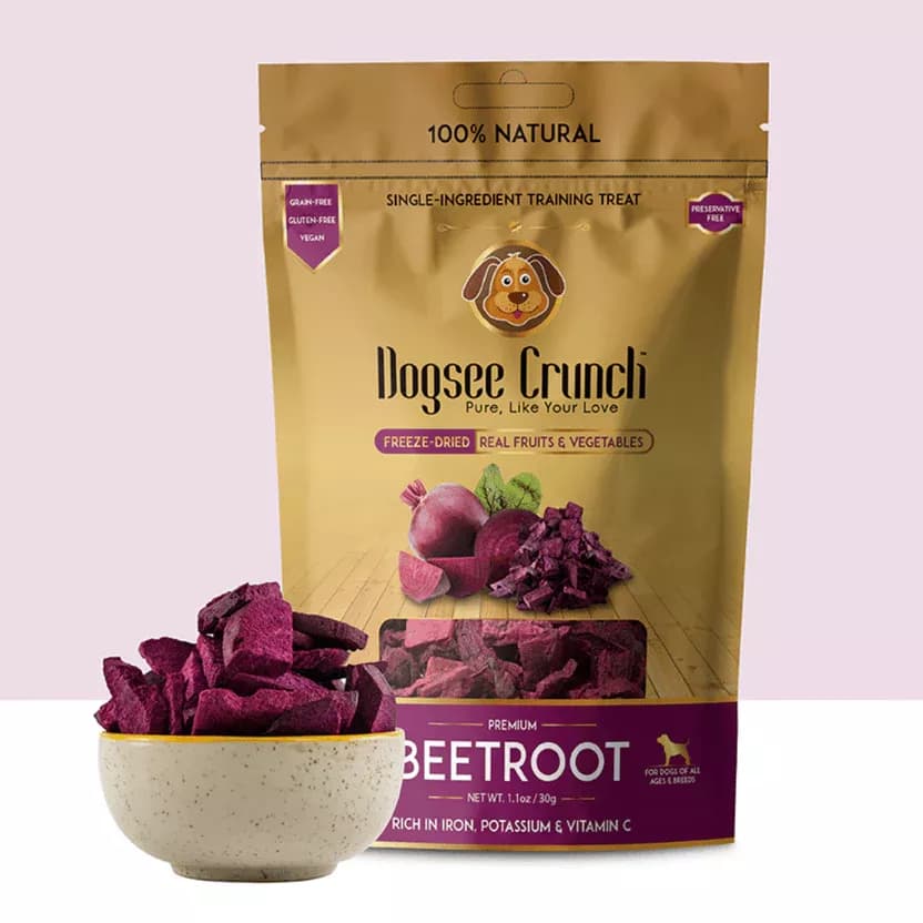 Buy Dogsee Crunch Dog Treats  Beetroot Vegetarian, Vegan & Gluten-free Online - OLRAA Indian Snacks