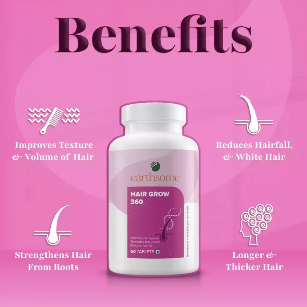 Buy Earthsome Hair Grow 360 Tablets Online - OLRAA Indian Snacks
