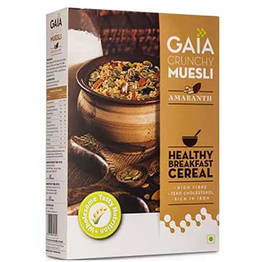 Buy Gaia Crunchy Muesli Amaranth Online - OLRAA Indian Snacks