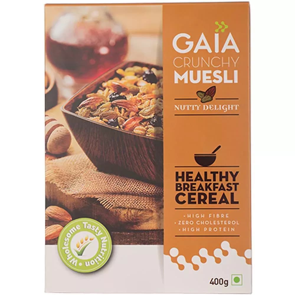Buy Gaia Crunchy Muesli Nutty Delight Online - OLRAA Indian Snacks