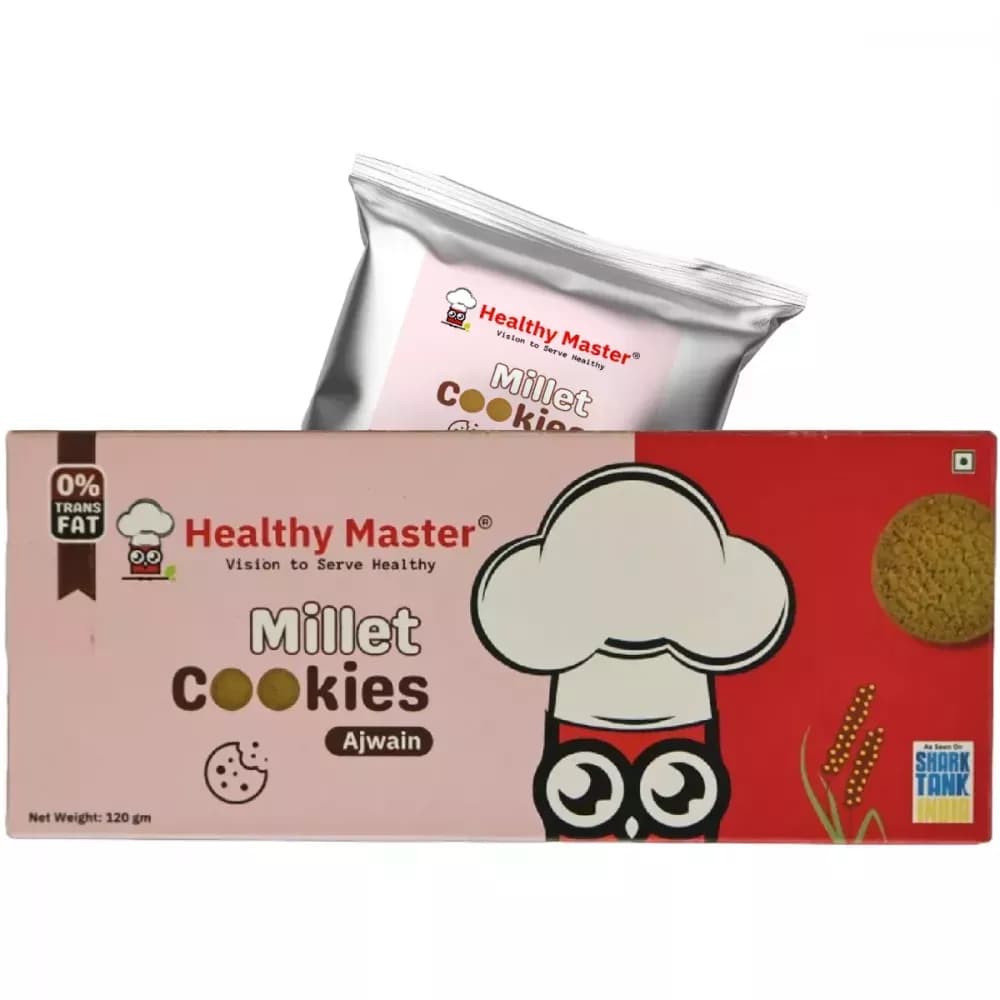 Buy Healthy Master Millet Cookies Ajwain Online - OLRAA Indian Snacks