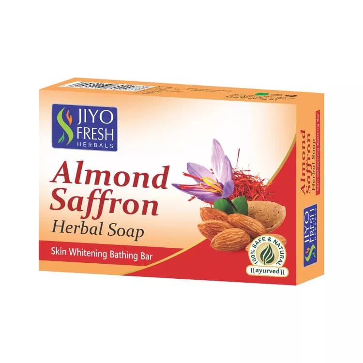 Buy Jiyo Fresh Almond Saffron Herbal Soap Online - OLRAA Indian Snacks
