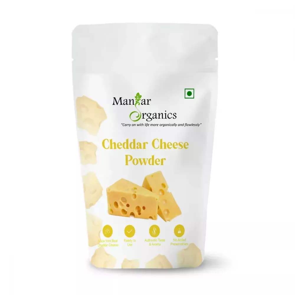 Buy Manhar Organics Cheddar Cheese Powder Online - OLRAA Indian Snacks