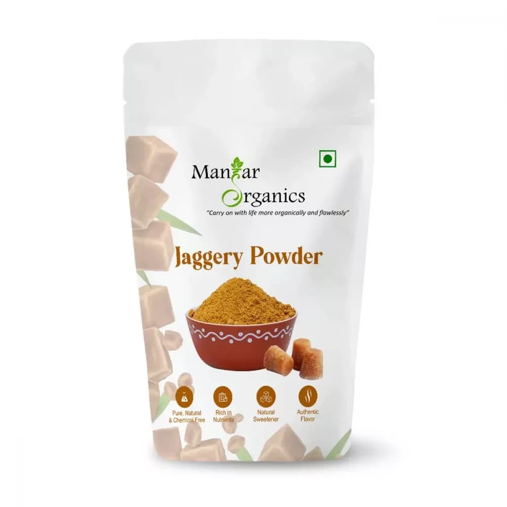 Buy Manhar Organics Jaggery Powder Online - OLRAA Indian Snacks