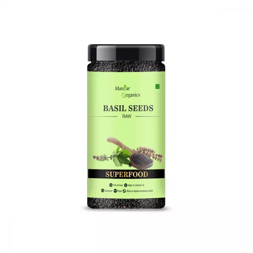 Buy Manhar Organics Raw Basil Seeds Online - OLRAA Indian Snacks