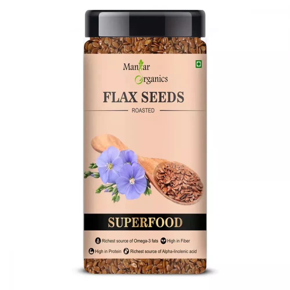 Buy Manhar Organics Roasted Flax Seeds Online - OLRAA Indian Snacks