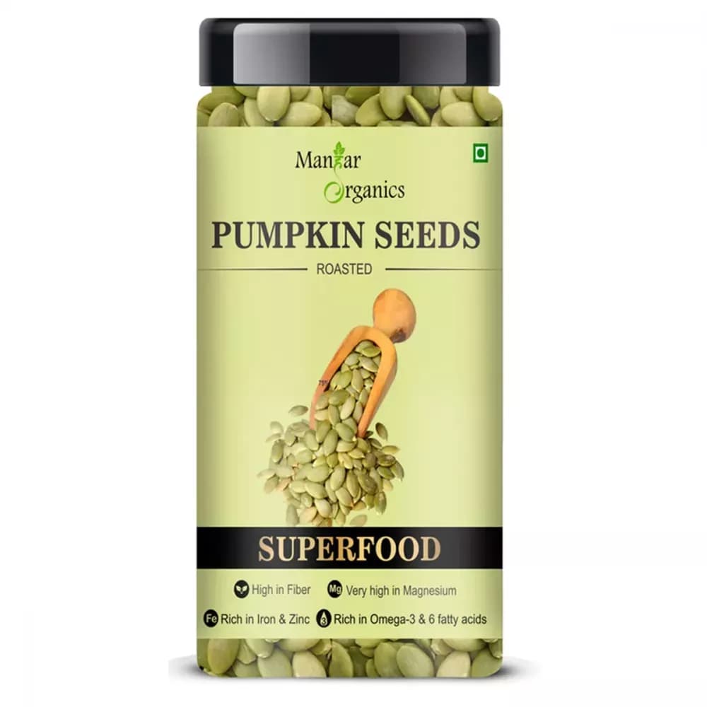 Buy Manhar Organics Roasted Pumpkin Seeds Online - OLRAA Indian Snacks