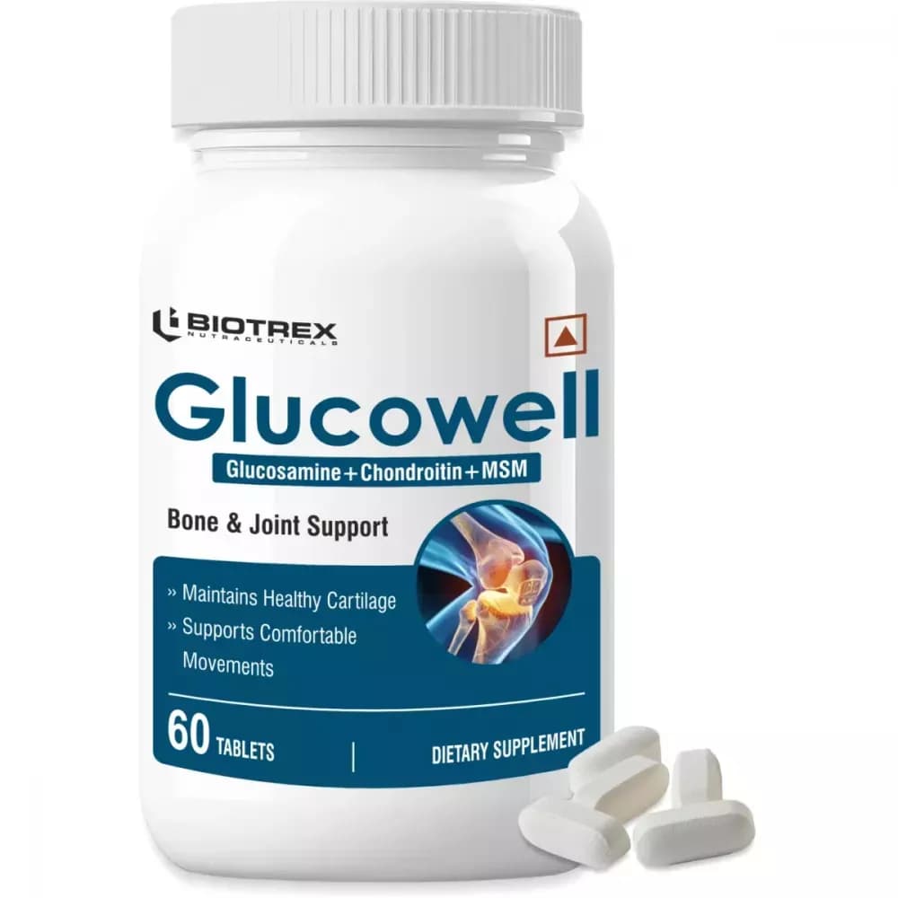 Buy Biotrex Nutraceuticals Glucowell Glucosamine, Msm & Chondroitin 500 Mg Tablets Online - OLRAA Indian Snacks