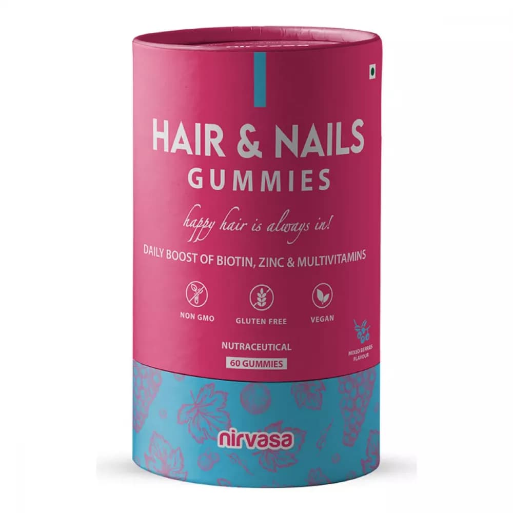Buy Nirvasa Hair & Nail Gummies Online - OLRAA Indian Snacks