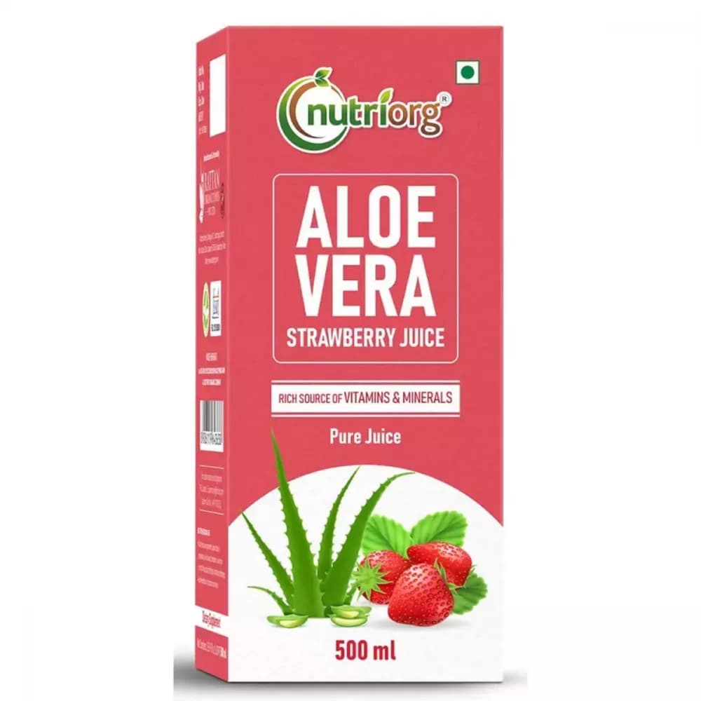 Buy Nutriorg Aloevera Strawberry Juice Online - OLRAA Indian Snacks