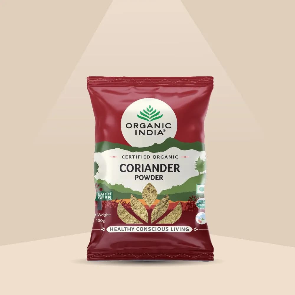 Buy ORGANIC INDIA Coriander Online - OLRAA Indian Snacks