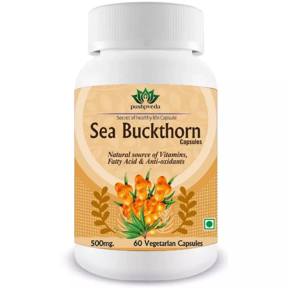 Buy Pushpveda Sea Buckthorn Capsules  Online - OLRAA Indian Snacks